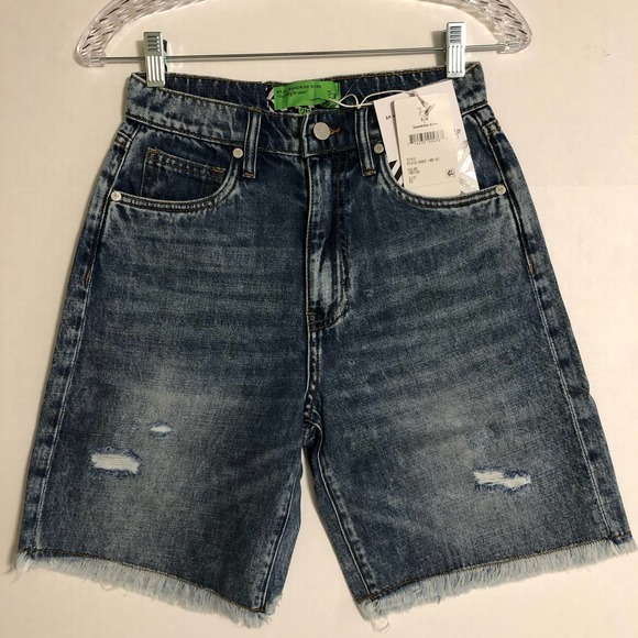 Sandrine Rose By Free People High Waist Raw Hem Denim Shorts Size 26 - Picture 1 of 7